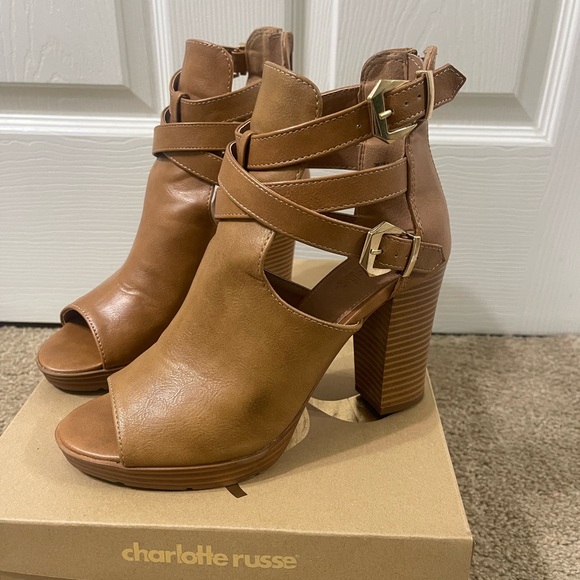 Charlotte Russe Shoes - Charlotte Russe Tan Strappy Heeled Sandals